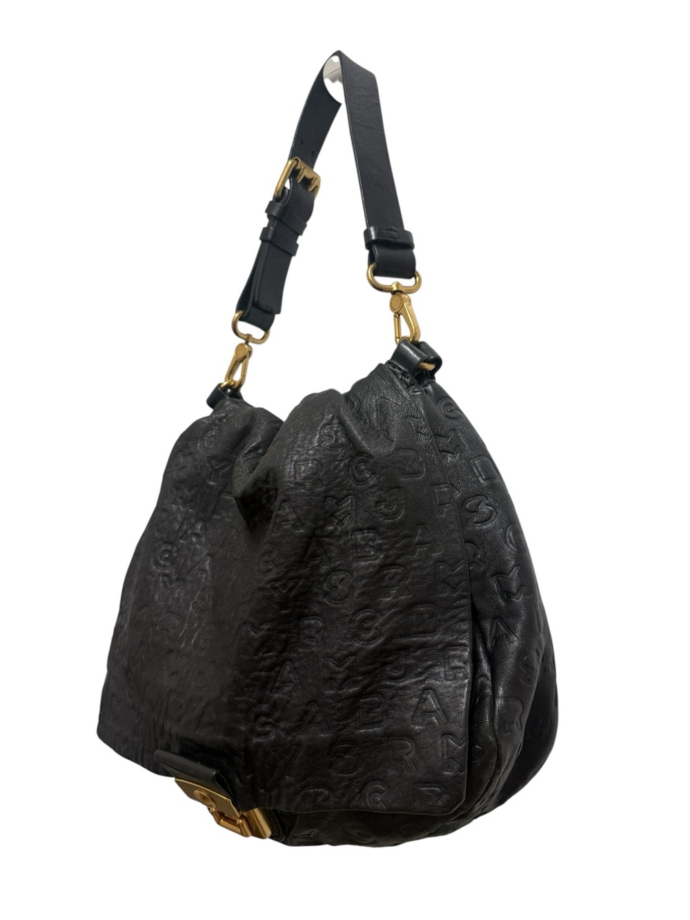 Leather hobo bag, Marc by Marc Jacobs Dreamy Logo Puckered Mouse - Picture 6 of 15